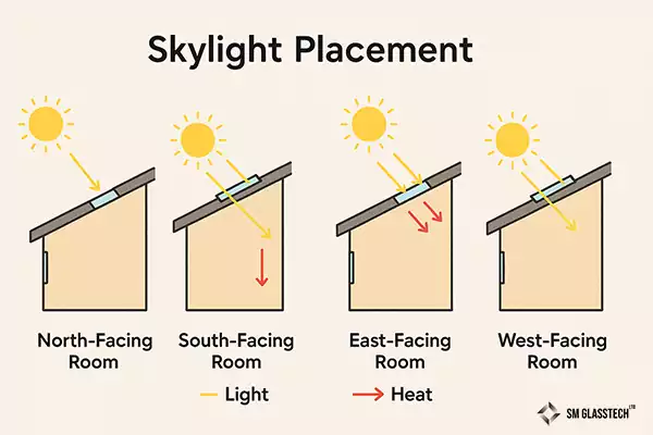 how custom skylight placement affects light and heat